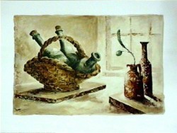 Bottles in a Basket I by Angela Giordani